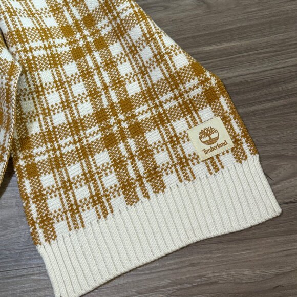 Timberland Cotton Chevron Knit Scarf in Mustard/White Unisex - 64x10 in. / NWOT - Picture 3 of 6